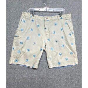 Tallia Sport Shorts Mens 38 Beige Chino 8" Leg Floral Blue Daisy Preppy Golf